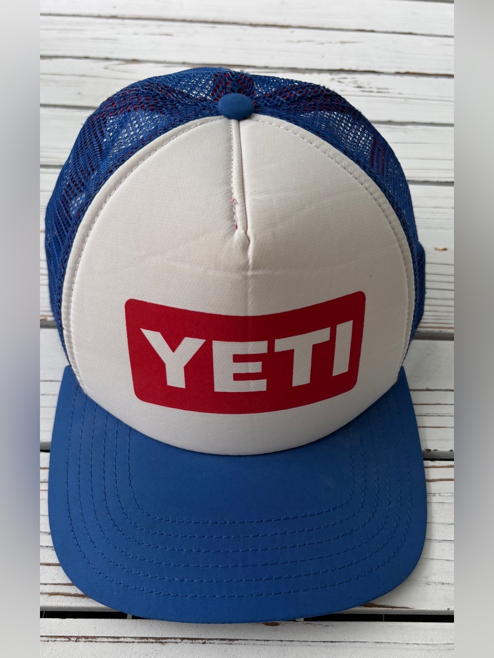 Yeti Blue, Red, White Truckers Hat